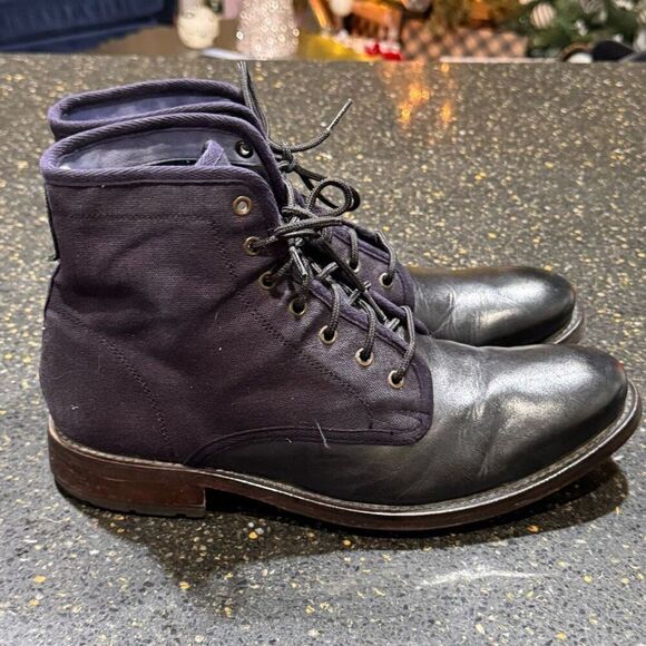 Ted Baker Murrt Black Leather/Blue Denim Ankle Boots. Size 10. main image 9